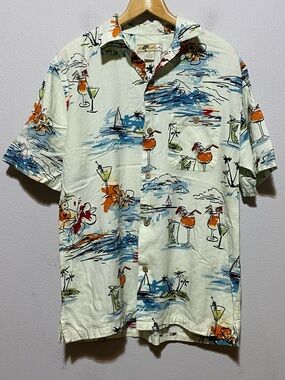 Joe Marlin Hawaiian Men’s Medium Short Sleeve Button Up Cocktails Beach